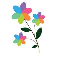 Flowers with chromatic effect with leaves and branches Illustration vector