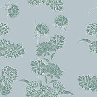 Peony and Hydrangea Hand Drawn Seamless Pattern vector