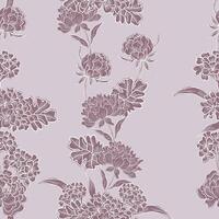 Peony and Hydrangea Hand Drawn Seamless Pattern vector