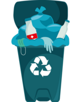 A trash can with bottles and bottles inside png