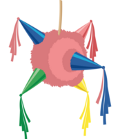 A colorful pinata with colorful tassels png
