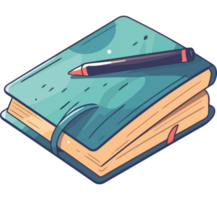 A notebook with a pen and pencil on it png