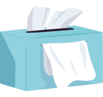 A blue box with a tissue in it png