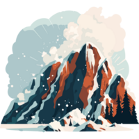 Mountain with snow and trees in the background png