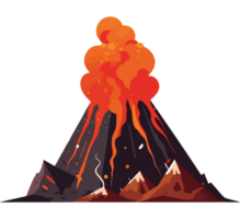 Volcano erupting with lava and smoke png