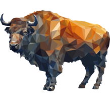 An image of a bison in a low polygonal style png