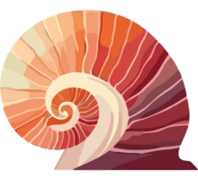 An orange and red shell with a spiral pattern png
