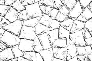 Black and white pattern featuring a weathered stone wall texture vector