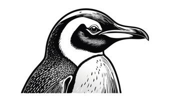 Penguin Head Sketch Style vector