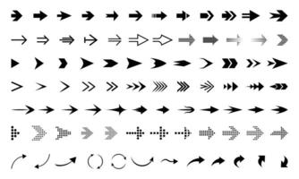 Arrow icon set, modern black curved arrows icon, circle arrow vector