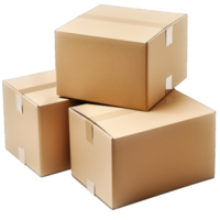 Three cardboard boxes stacked on top of each other png