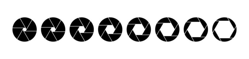 Camera Shutter Lens Diaphragm Petals Icon Set vector