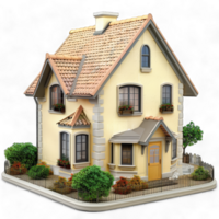 A small house with a roof and a front door png