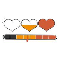 a thermometer with three different colored hearts vector