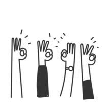 a group of hands with fingers up in the air vector