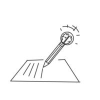 pen and paper with clock icon illustration vector