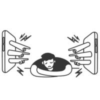 a man is laying on the floor with his hands on his head vector