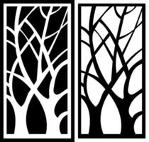 black and white decor panel motif just a tree trunk growing upwards with some branches vector