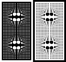 a series of black and white geometric designs with circles and dots. vector