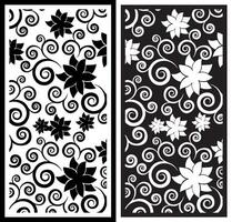decorative screen panel floral pattern variations with fakis curved flowers vector
