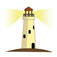 Illustration of a lighthouse with light beam. vector