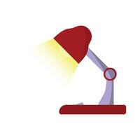 A red desktop lamp with light beam from its bulb. vector