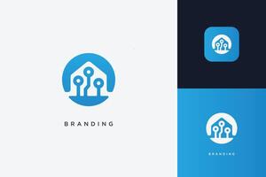 Tech Home Building Logo Modern Structure vector