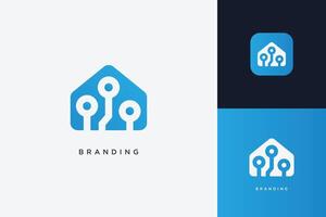 Home Line Tech Building Logo Modern Structure vector