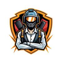 a man in a helmet with a helmet on his head vector