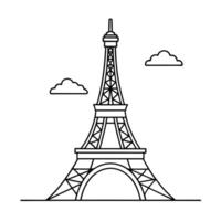 eiffel tower icon over white background, line style, illustration vector