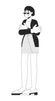 Leadership boss korean woman in office clothes black and white 2D line cartoon character. Professional proud asian female isolated outline person. Manager monochromatic spot illustration vector