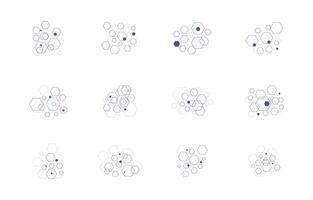Abstract Line Pattern Hexagon Decoration Element, Graphic Element Set. Illustration vector