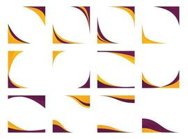 Abstract Business Curve Corner Border Edge for Decoration. Header Cover Graphic Element Set. Illustration vector