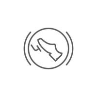 Press break pedal warning icon. Simple outline style. HMI dashboard, brake, car, foot, accelerate, gas, warning, control concept. Thin line symbol. Isolated. Editable stroke. vector