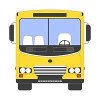Back to school bus 2D cartoon object. Schoolbus vehicle isolated flat element white background. Public transport empty. Minibus front view student transport color spot illustration vector