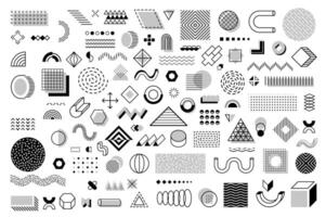Monochrome Memphis geometric shapes and elements vector