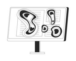 Computer screen heatmap black and white 2D line object. Eye tracking heat map monitor desktop isolated outline item. Visual attention. Neuromarketing monochromatic flat spot illustration vector