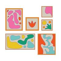 Unique abstract artwork frames collection 2D cartoon object. Art gallery. Creative modern decoration. Abstraction paintings isolated element flat clipart on white background. Spot illustration vector