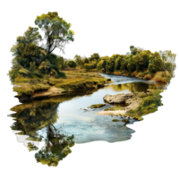 A river with trees and grass in the background png