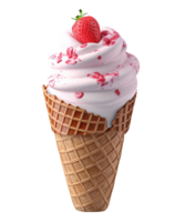 ice cream with strawberry on top, transparent background png
