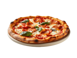 pizza with cheese and basil on a white plate png