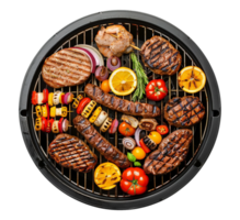grilled mixed meat and vegetables on a grill png