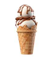 ice cream cone with chocolate and caramel on top png