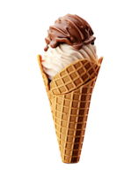 ice cream in a waffle cone on a transparent background png