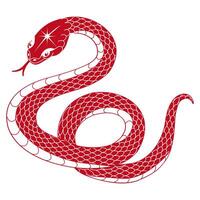 Happy Chinese New Year 2025 year of the snake zodiac sign in red color, isolated on white background. illustration in minimalistic flat style. vector
