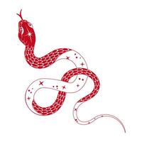 Happy Chinese New Year 2025 year of the snake zodiac sign in red color, isolated on white background. illustration in minimalistic flat style. vector