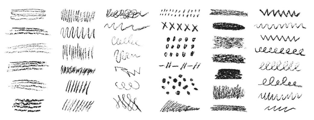set of scribble hatch textures. Grunge scrawls, charcoal scribbles, scratches, underline, circles and hatching effect. Each doodle element is united and isolated.