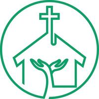 Christian Cross with Tree logo design vector