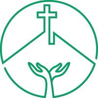 Christian Cross with Tree logo design vector