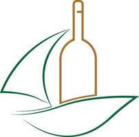 Wine with Boat Shipping logo design vector